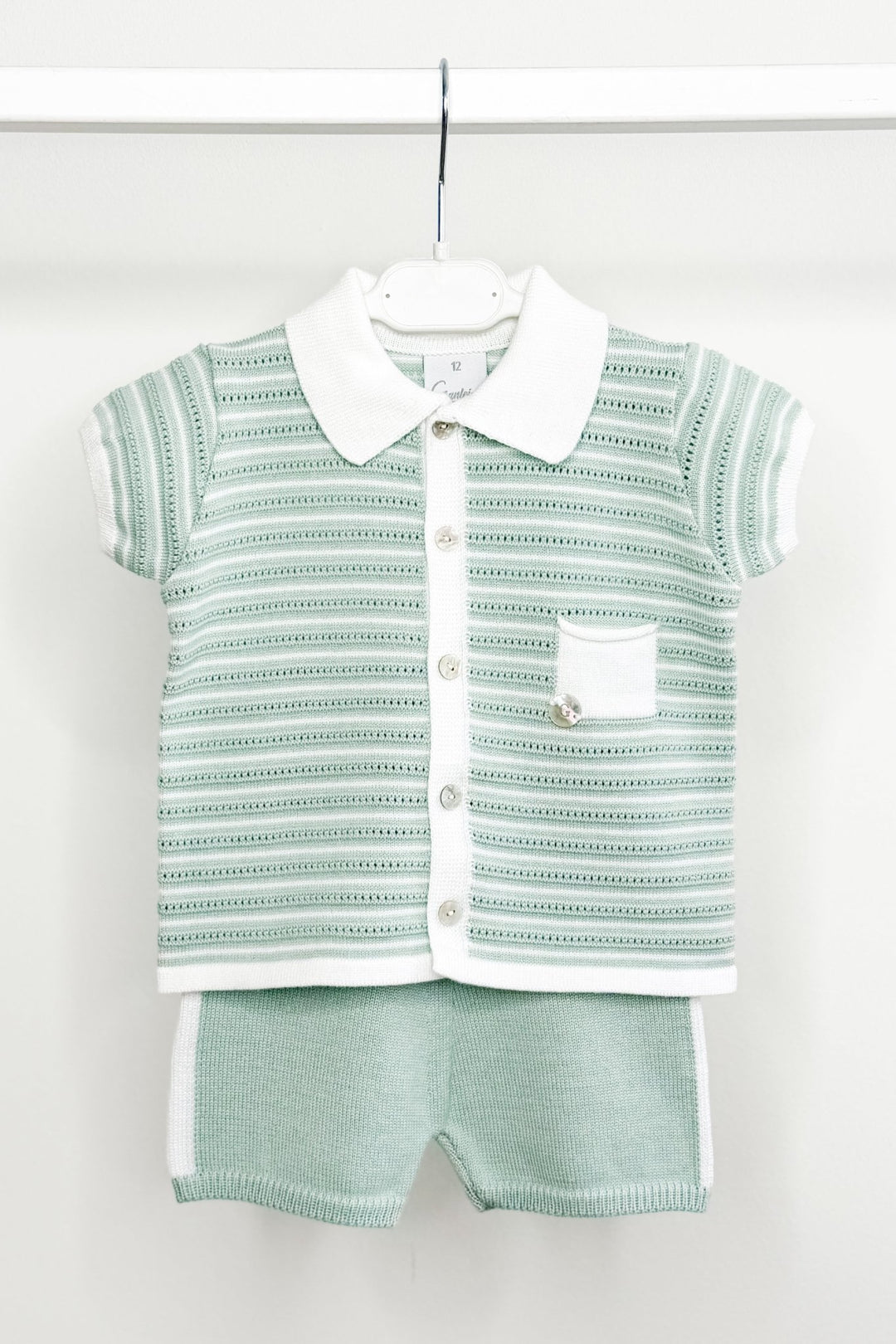 M&amp;J x Granlei "Chance" Sage Green Knit Button - Down Top &amp; Shorts - Millie and John