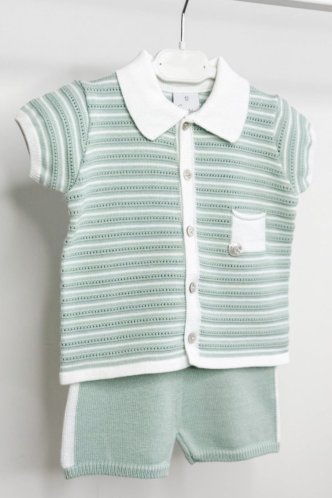 M&amp;J x Granlei "Chance" Sage Green Knit Button - Down Top &amp; Shorts - Millie and John