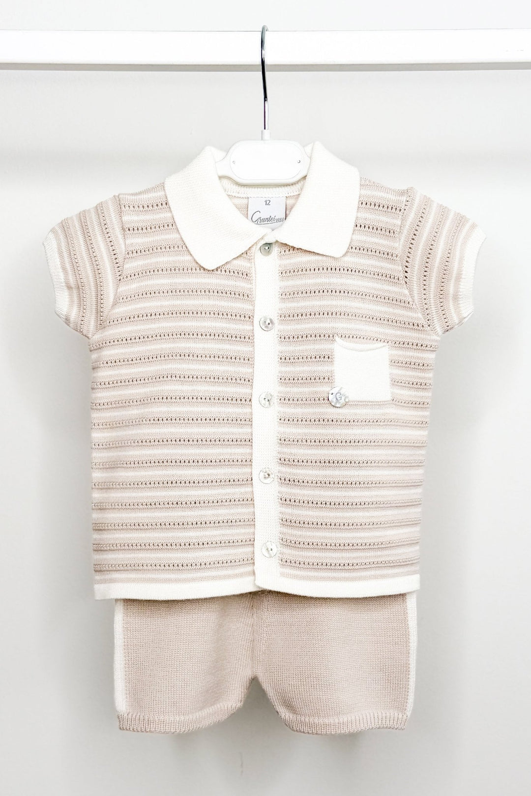M&amp;J x Granlei "Chance" Stone Knit Button - Down Top &amp; Shorts - Millie and John