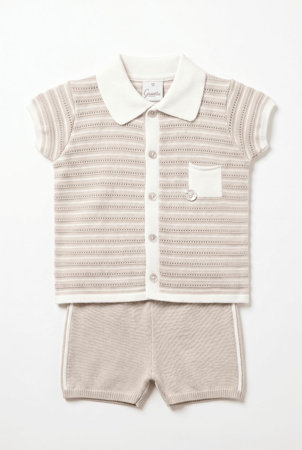 M&J x Granlei "Chance" Stone Knit Button-Down Top & Shorts - Millie and John