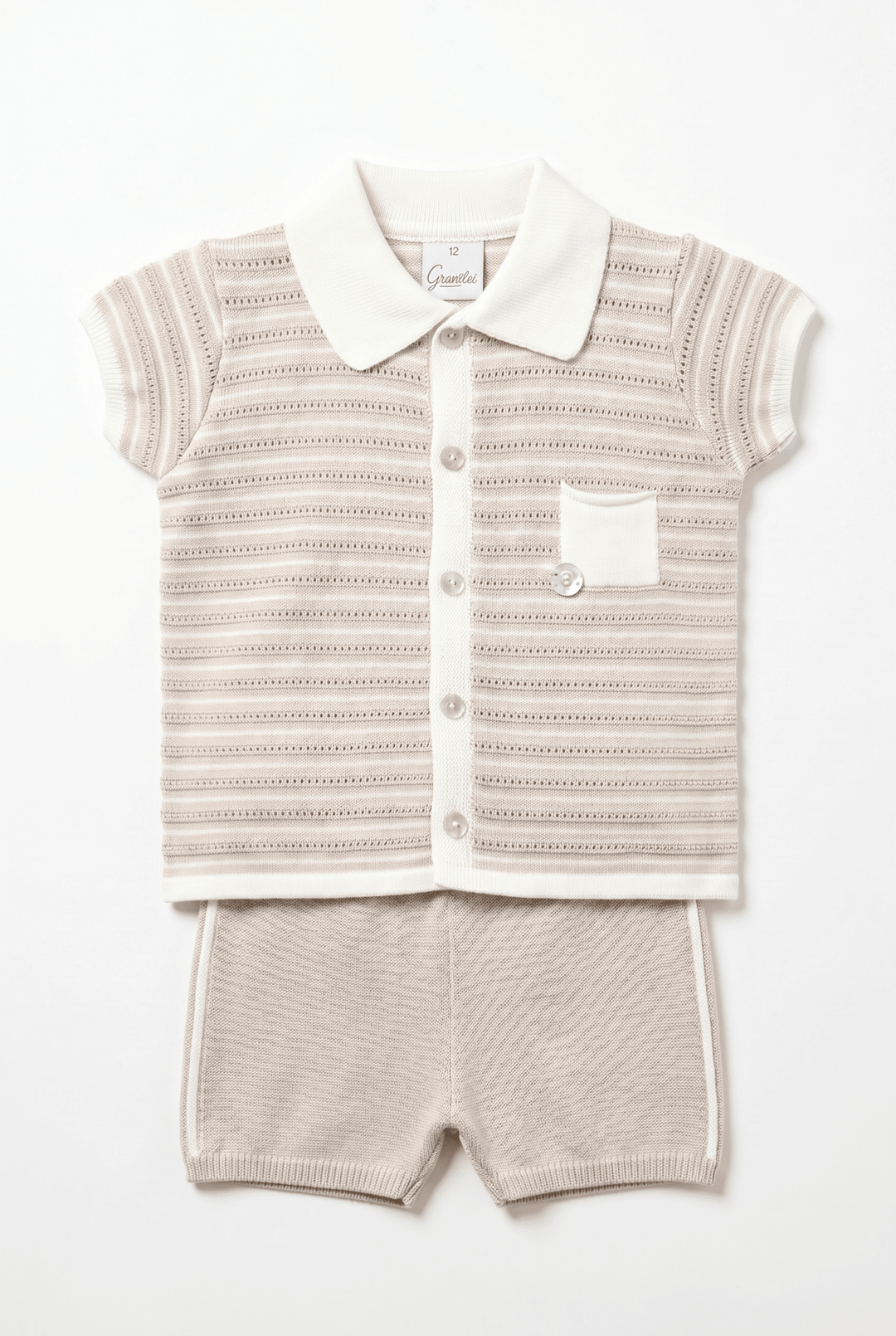 M&amp;J x Granlei "Chance" Stone Knit Button-Down Top &amp; Shorts - Millie and John