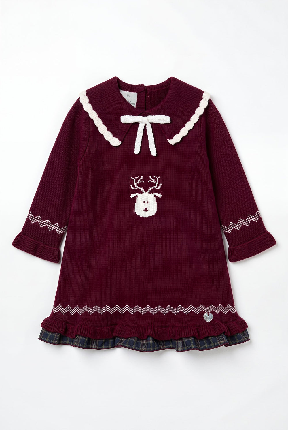 M&J x Granlei "Evangeline" Burgundy Reindeer Knitted Dress - Millie and John