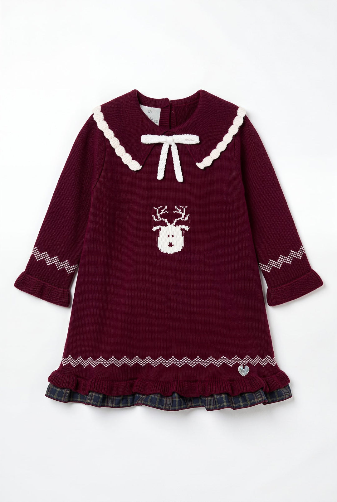 M&amp;J x Granlei "Evangeline" Burgundy Reindeer Knitted Dress - Millie and John