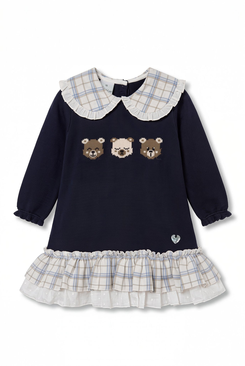M&J x Granlei "Felicity" Navy Teddy Bear Knitted Dress - Millie and John
