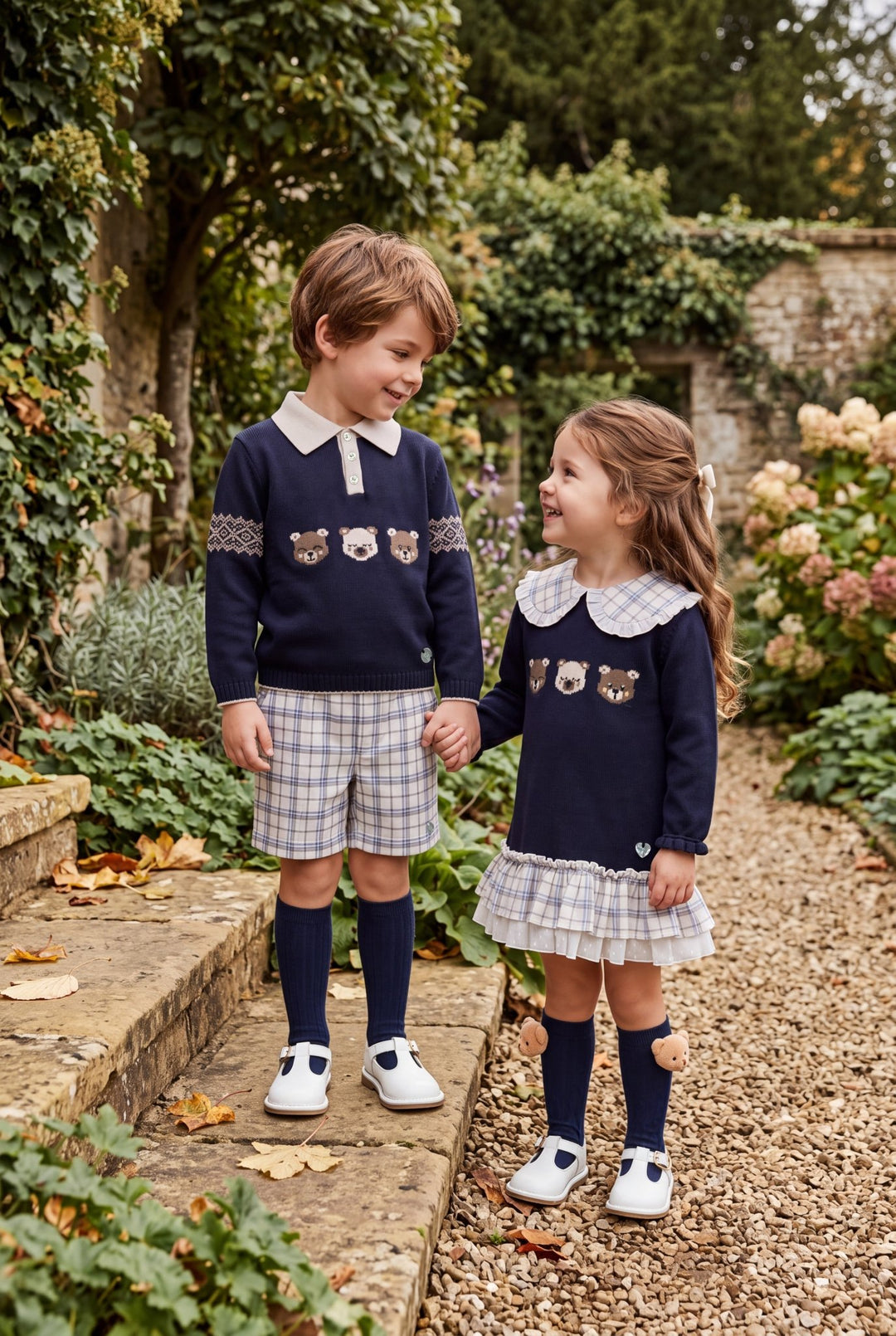 M&amp;J x Granlei "Felicity" Navy Teddy Bear Knitted Dress - Millie and John