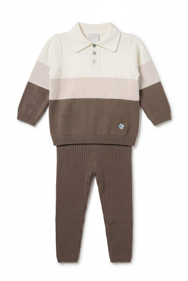 M&amp;J x Granlei "Louis" Chocolate Brown Knitted Polo Shirt &amp; Leggings - Millie and John