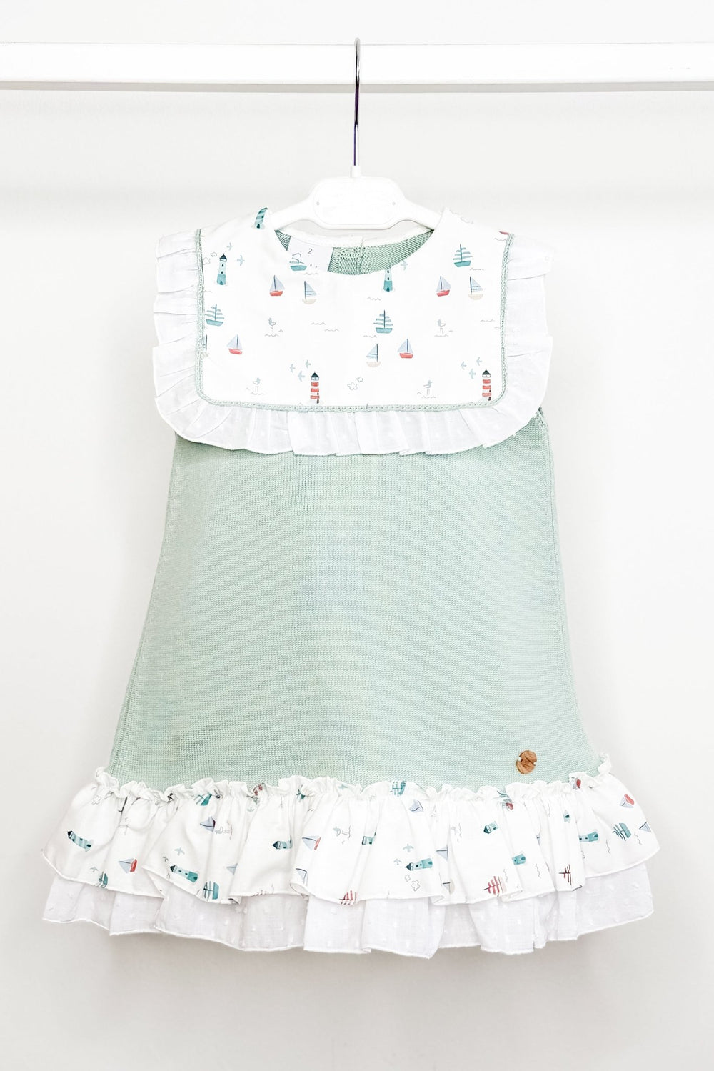 M&J x Granlei "Marina" Sage Green Knit Sailboat Dress - Millie and John