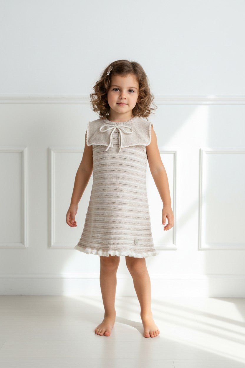SS26 Granlei | Sutton Stone Stripe Knit Dress Stone / 2 years SS26 Granlei | Sutton Stone Stripe Knit Dress Stone / 2 years