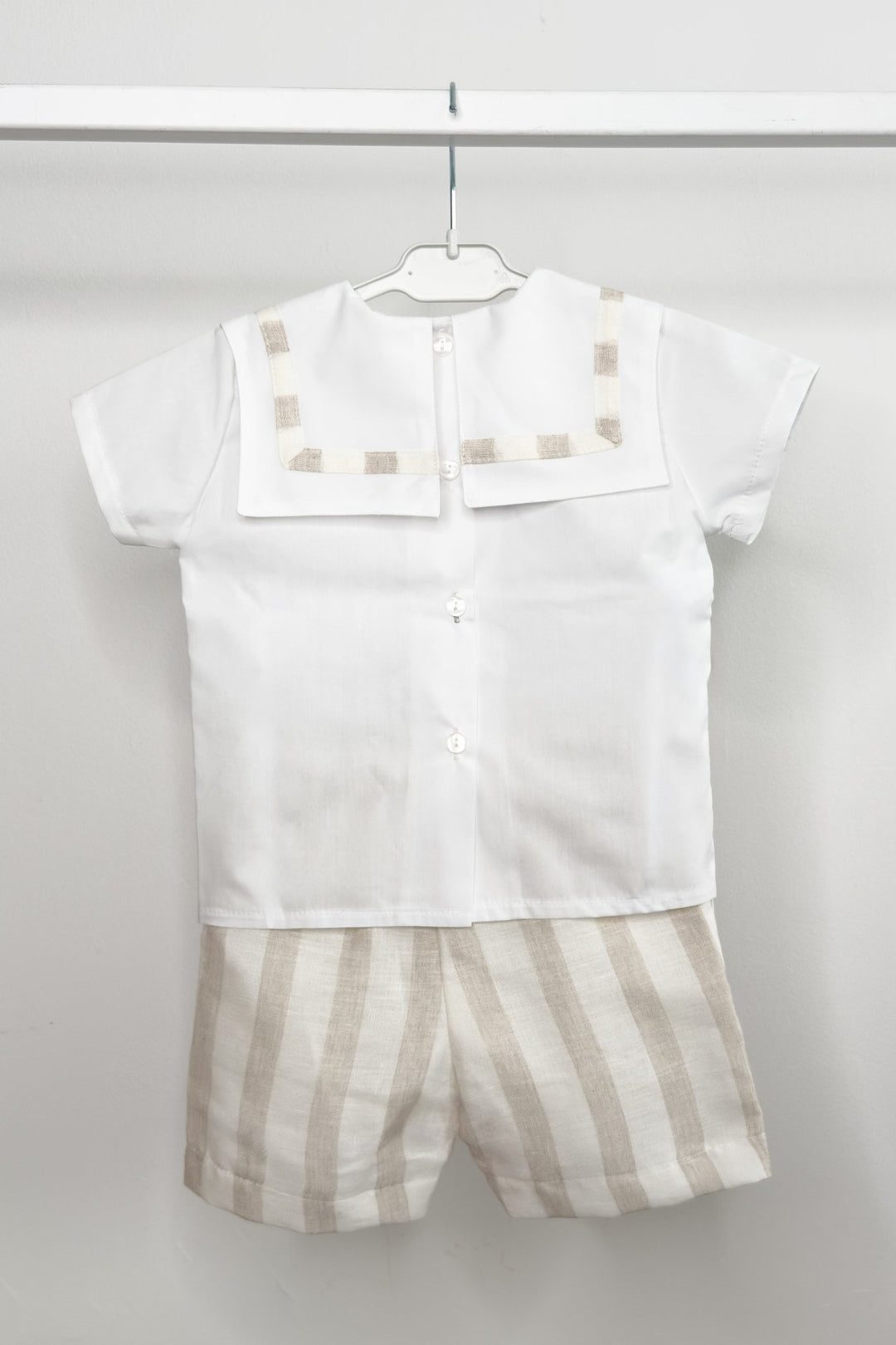 M&amp;J x Puro Mimo "Archie" Beige Stripe Sailor Shirt &amp; Shorts - Millie and John