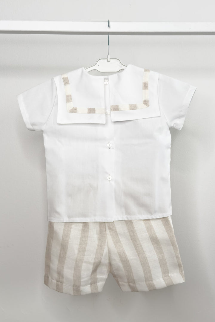 M&amp;J x Puro Mimo "Archie" Beige Stripe Sailor Shirt &amp; Shorts - Millie and John