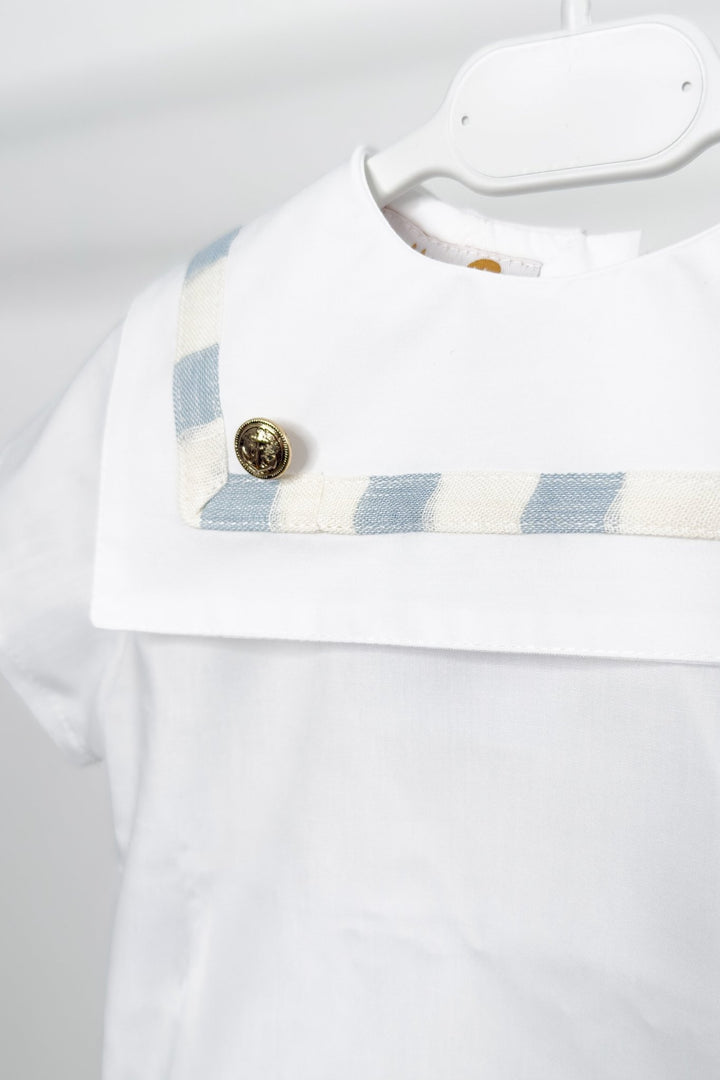 M&amp;J x Puro Mimo "Archie" Blue Stripe Sailor Shirt &amp; Shorts - Millie and John
