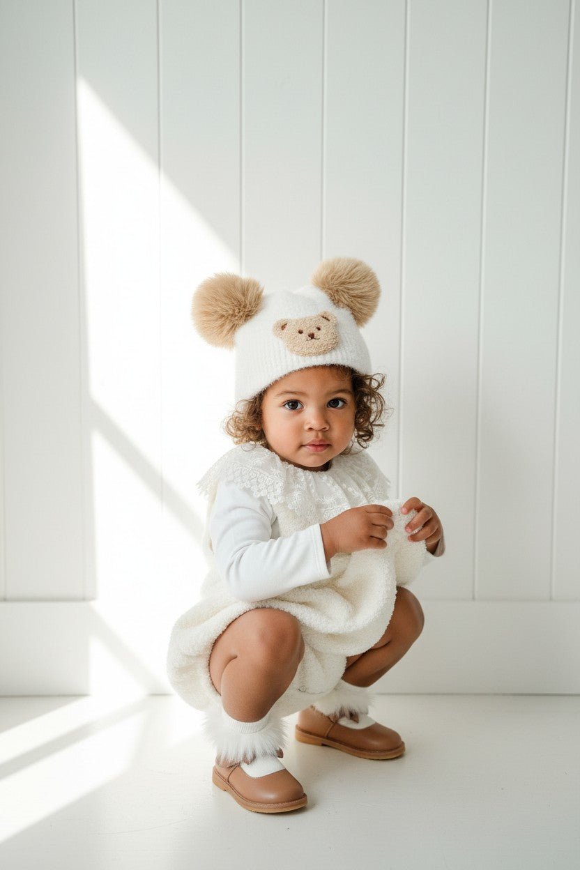 M&amp;J x Puro Mimo "Carey" Ivory Bouclé Dungaree Romper - Millie and John