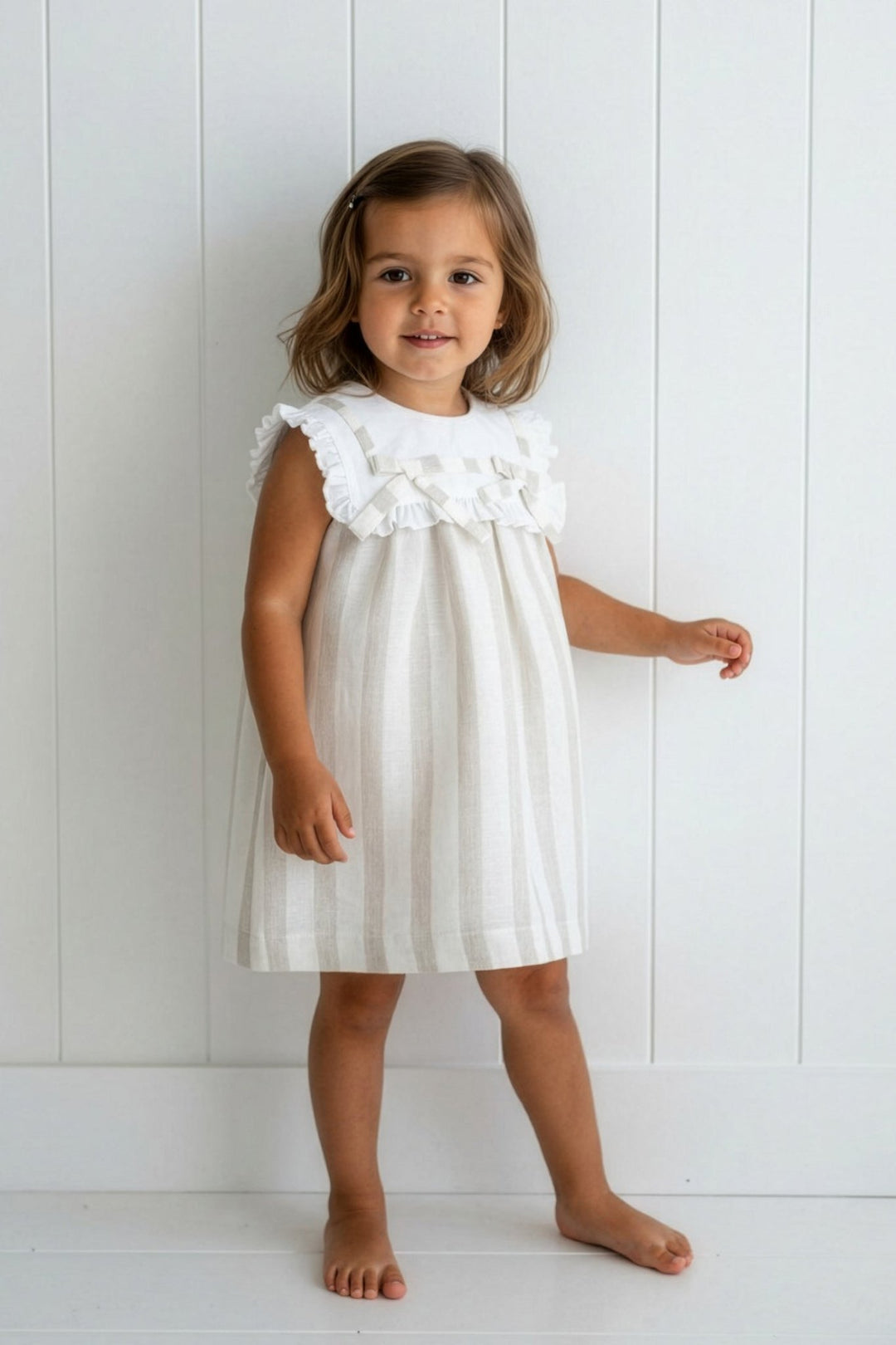 M&J x Puro Mimo "Florence" Beige Stripe Dress - Millie and John