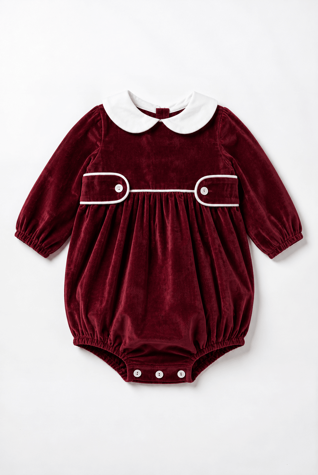 M&amp;J x Puro Mimo "Gabriel" Burgundy Velvet Romper - Millie and John