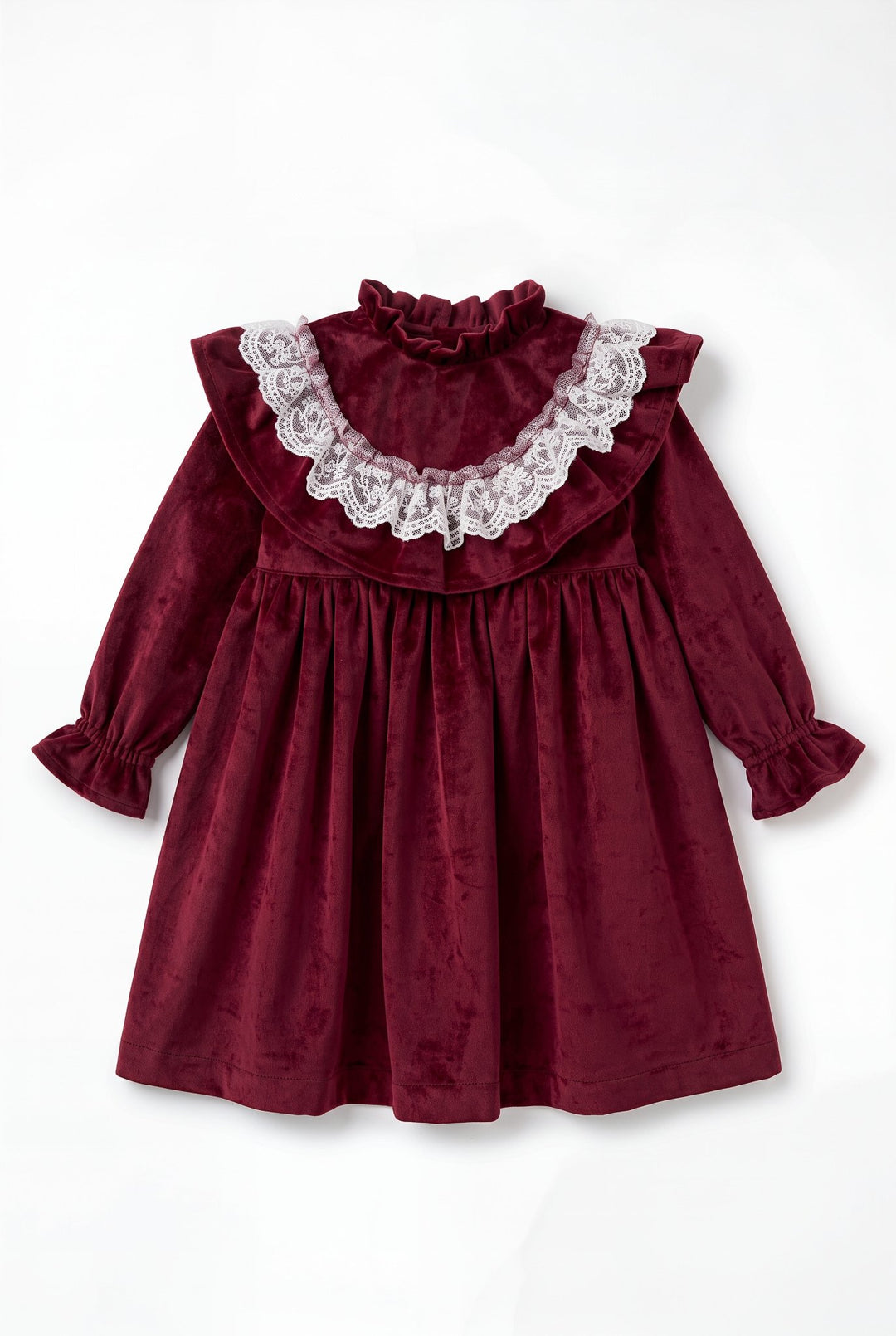 M&amp;J x Puro Mimo "Genevieve" Burgundy Velvet &amp; Lace Dress - Millie and John