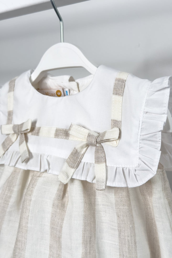 M&amp;J x Puro Mimo "Isabella" Beige Stripe Romper - Millie and John