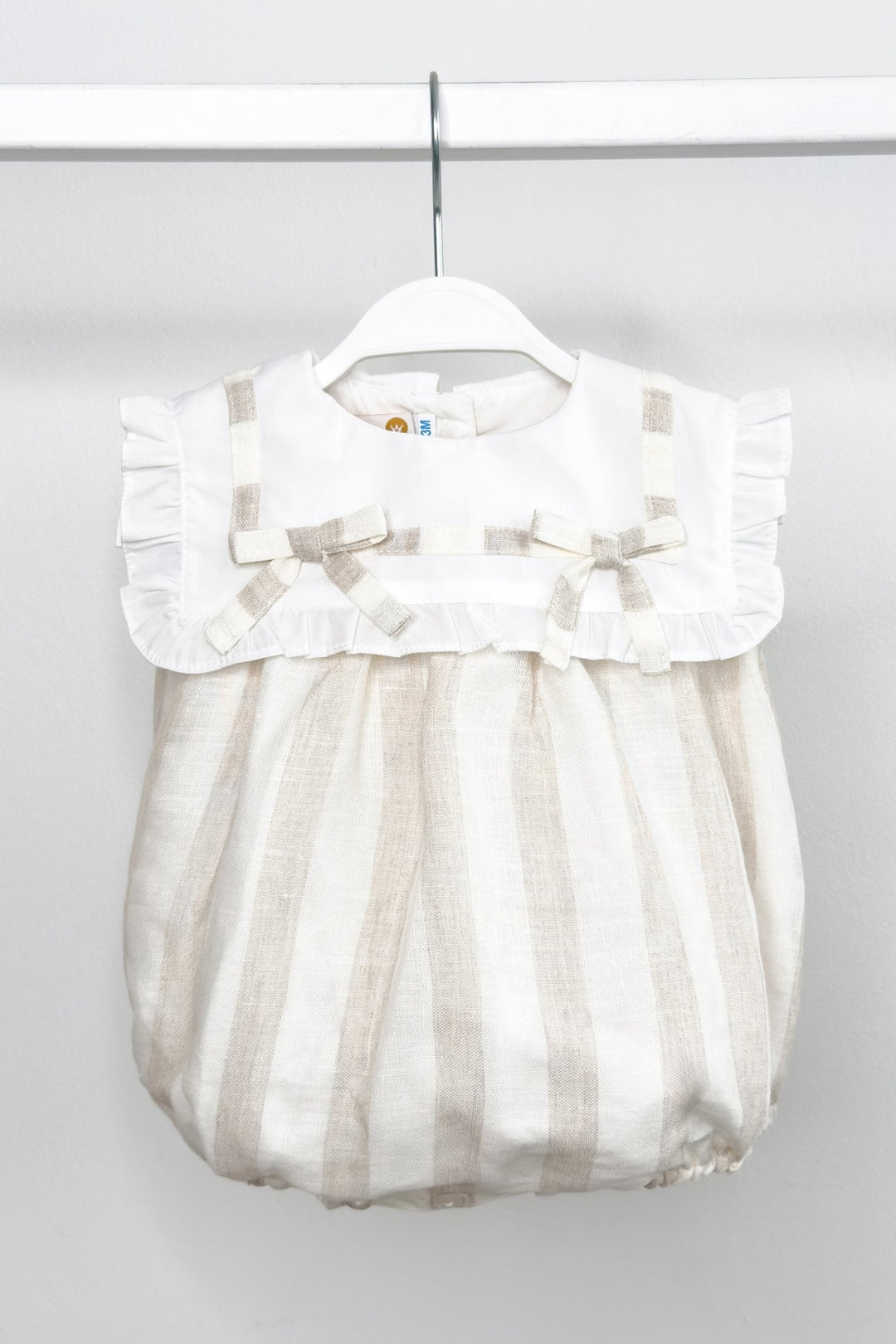 M&amp;J x Puro Mimo "Isabella" Beige Stripe Romper - Millie and John