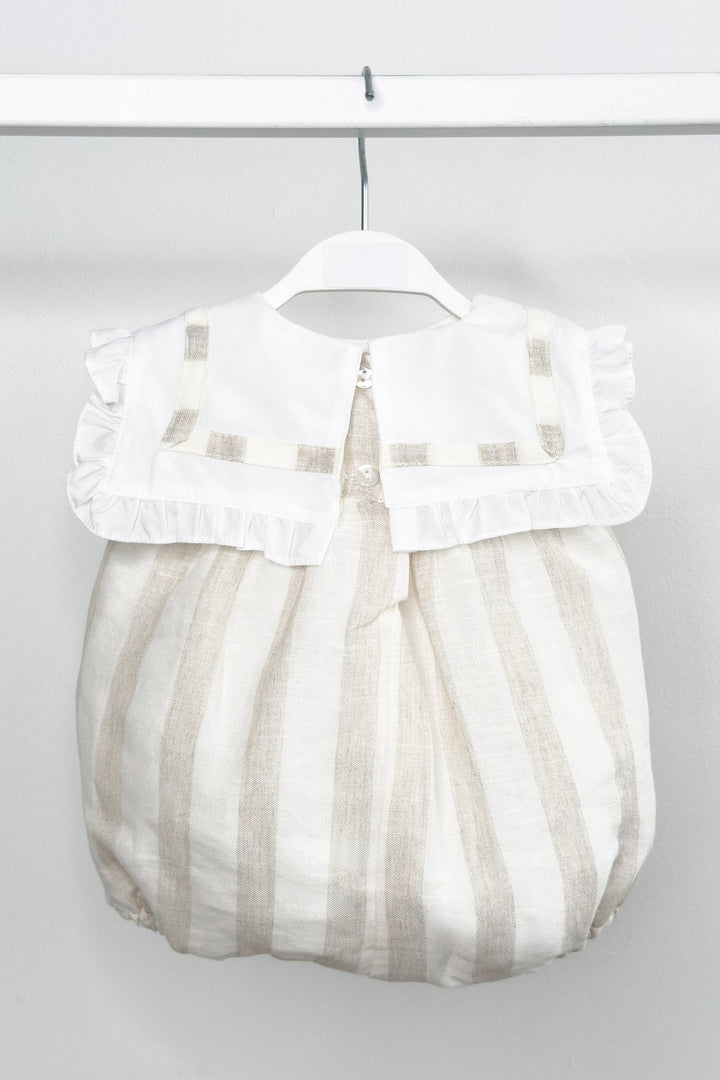 M&amp;J x Puro Mimo "Isabella" Beige Stripe Romper - Millie and John
