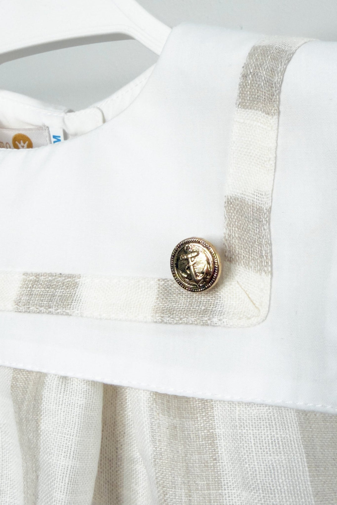 M&amp;J x Puro Mimo "Theodore" Beige Stripe Sailor Romper - Millie and John