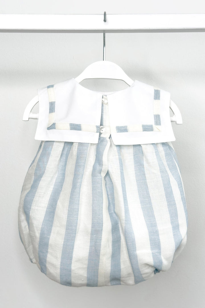 M&amp;J x Puro Mimo "Theodore" Blue Stripe Sailor Romper - Millie and John