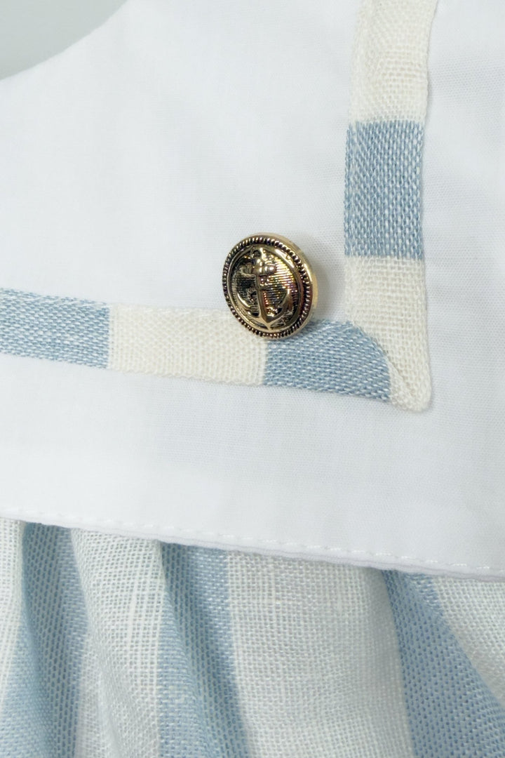 M&amp;J x Puro Mimo "Theodore" Blue Stripe Sailor Romper - Millie and John