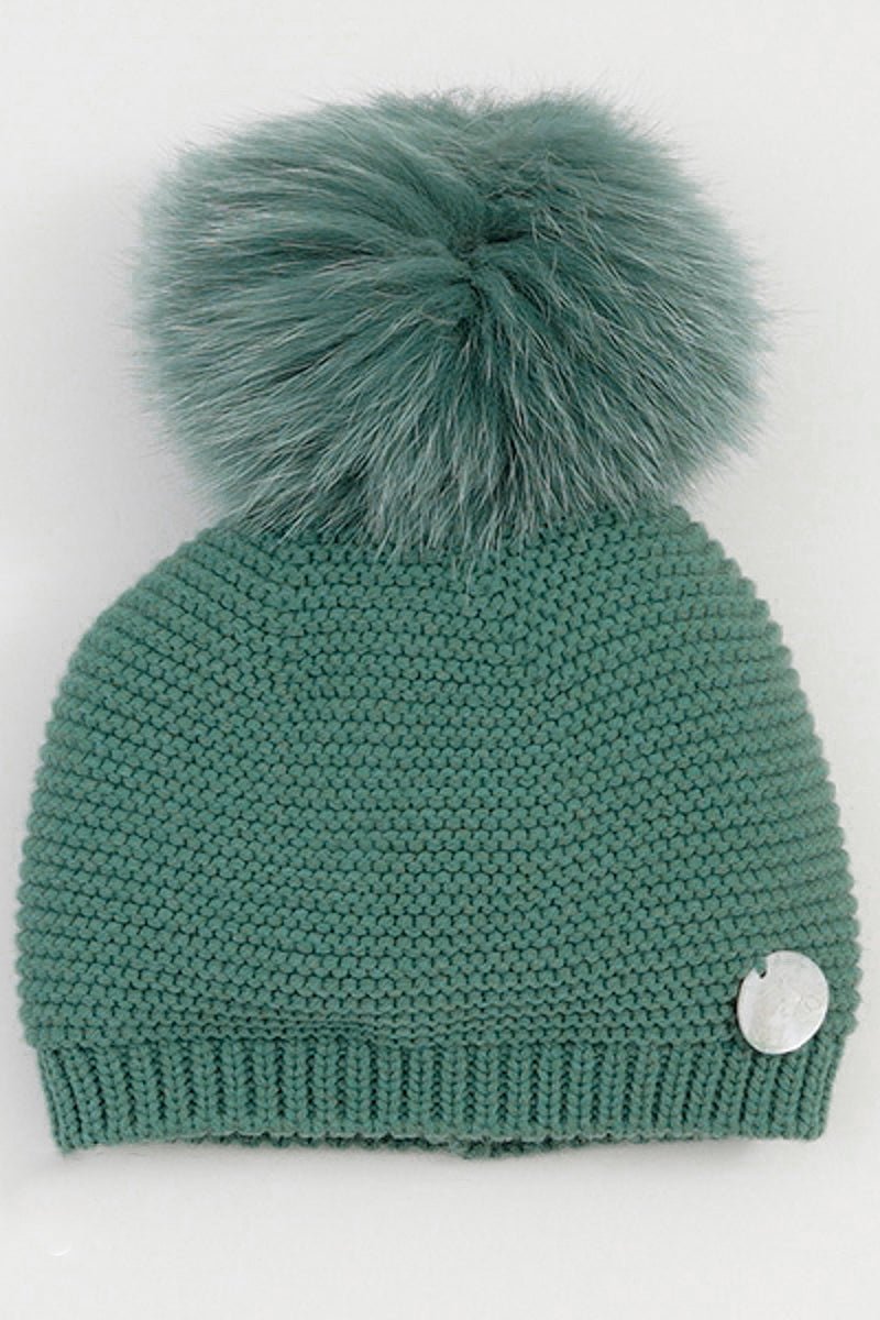 Pangasa Emerald Green Faux Fur Beanie Hat - Millie and John