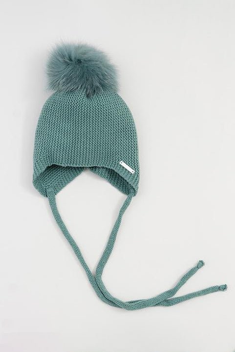 Pangasa Emerald Green Faux Fur Hat with Ties - Millie and John