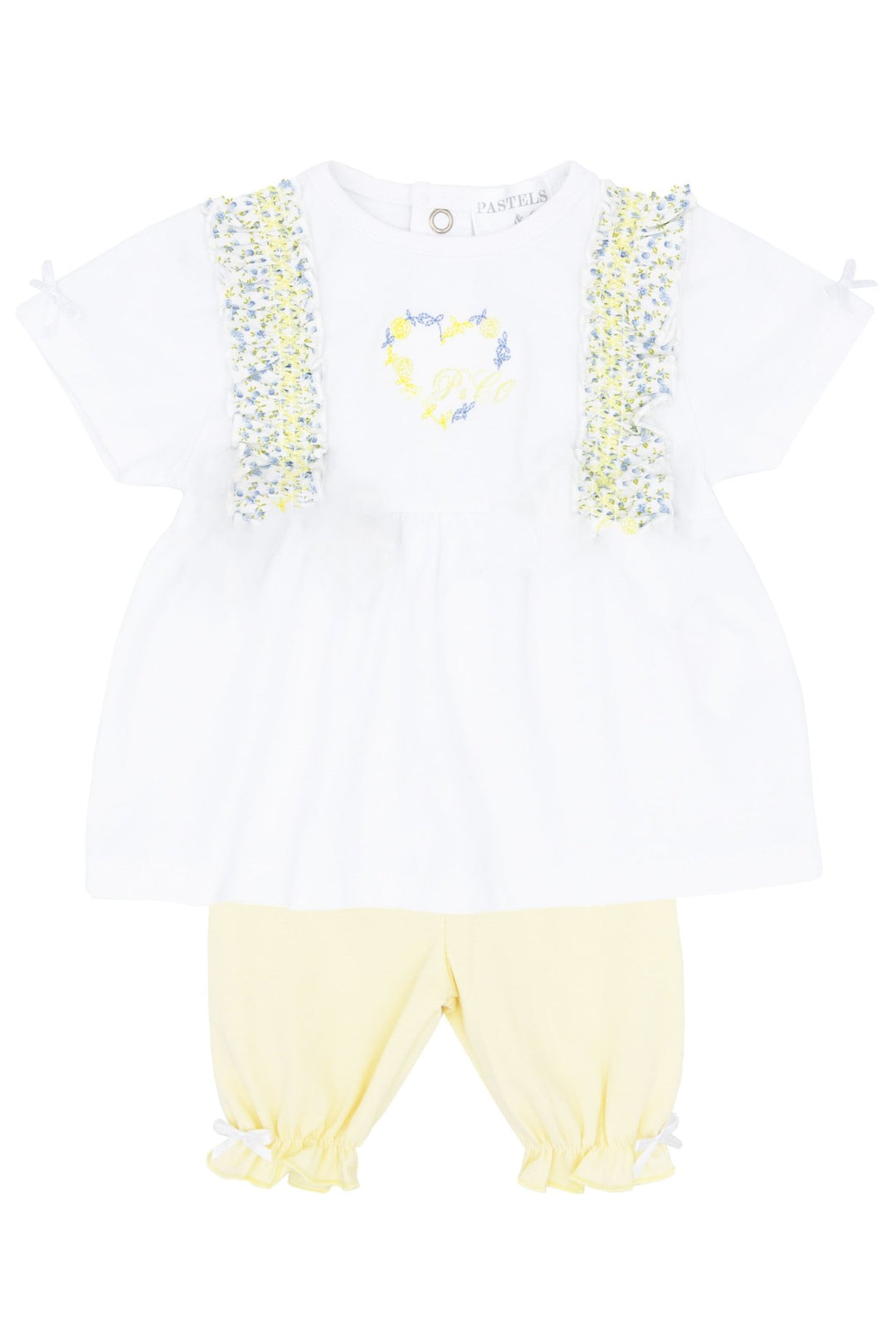 Pastels & Co "Barbara" Lemon & Blue Floral Blouse & Leggings - Millie and John