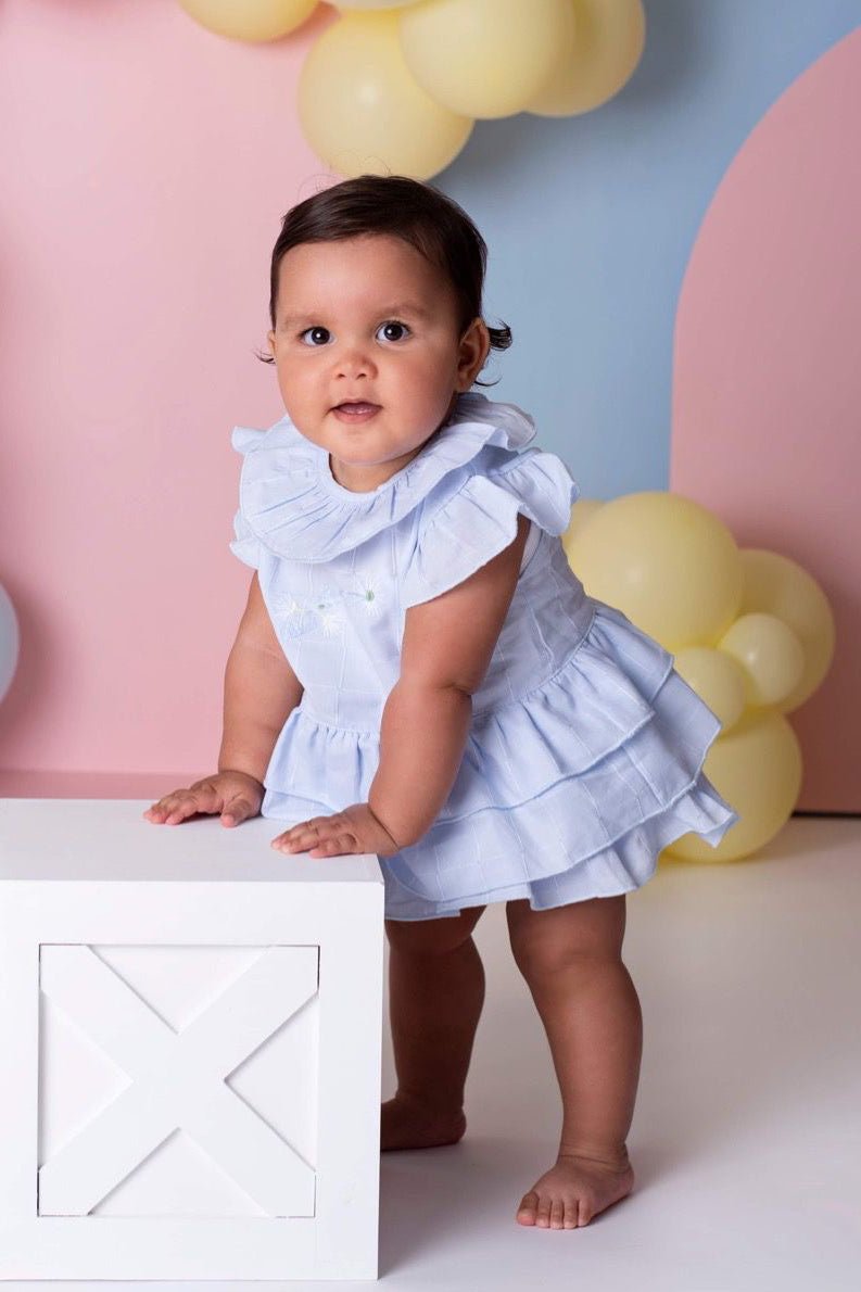 Pastels & Co "Ceillia" Blue Frilled Blouse & Bloomers - Millie and John