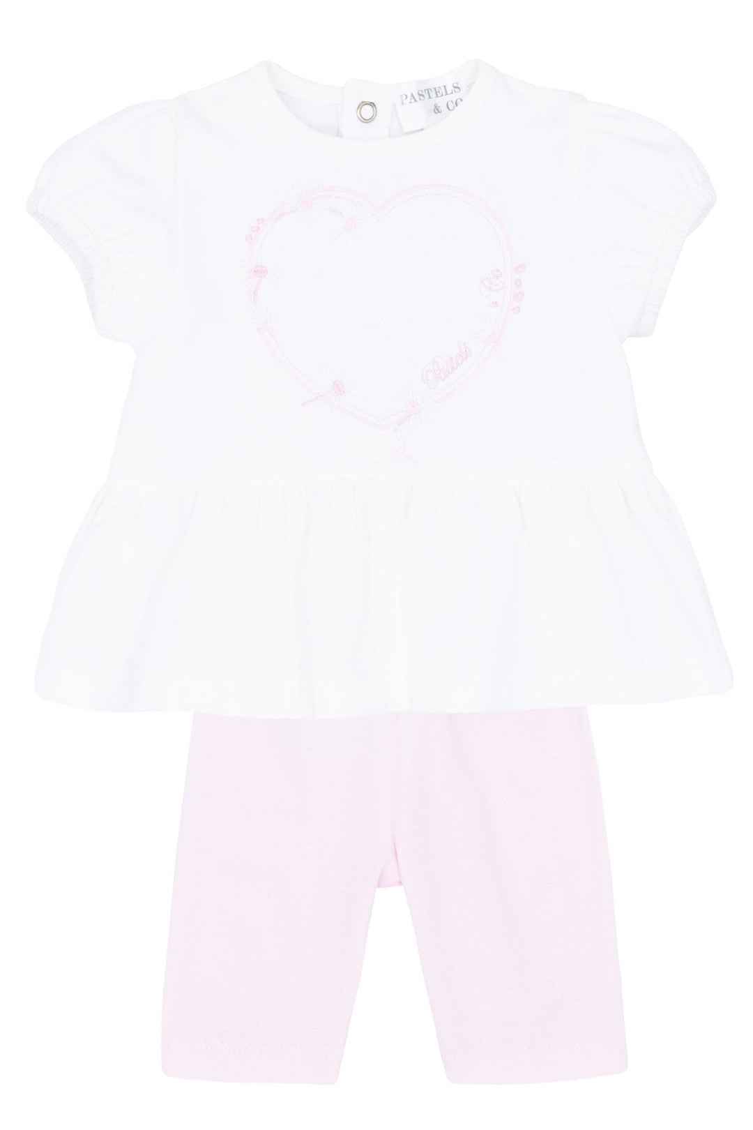Pastels & Co "Colette" White & Pink Blouse & Leggings - Millie and John