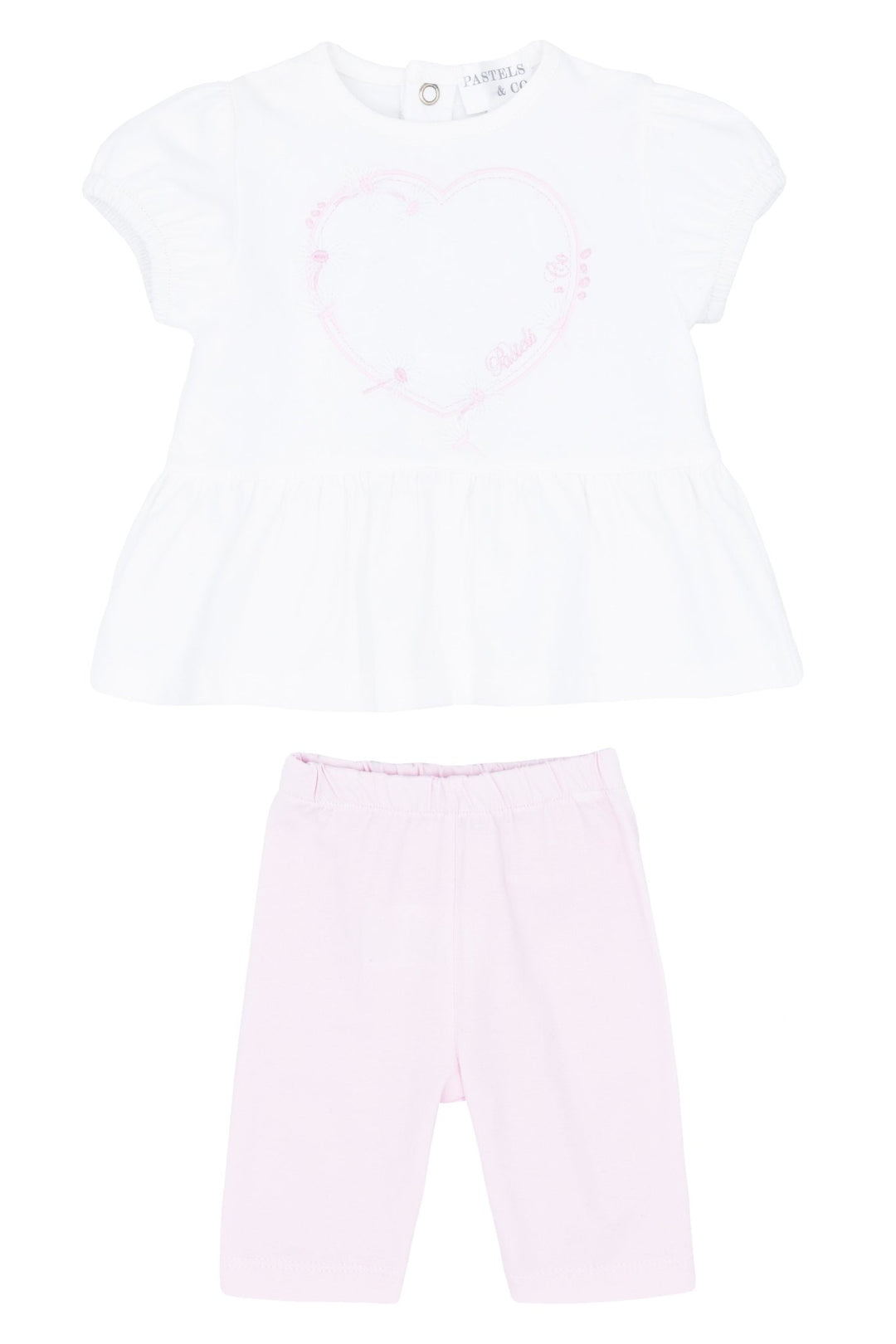 Pastels & Co "Colette" White & Pink Blouse & Leggings - Millie and John