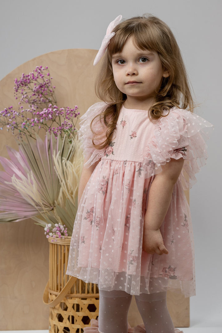 Jamiks "Pernille" Pink Vintage Floral Tulle Dress | Millie and John