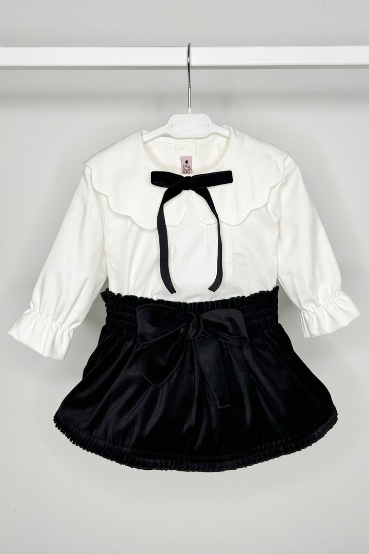 Phi "Adelaide" Blouse & Black Velvet Skirt - Millie and John