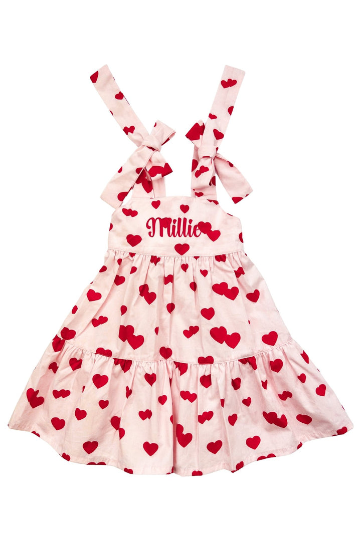 Phi "Amore" Red & Pink Heart Print Dress - Millie and John