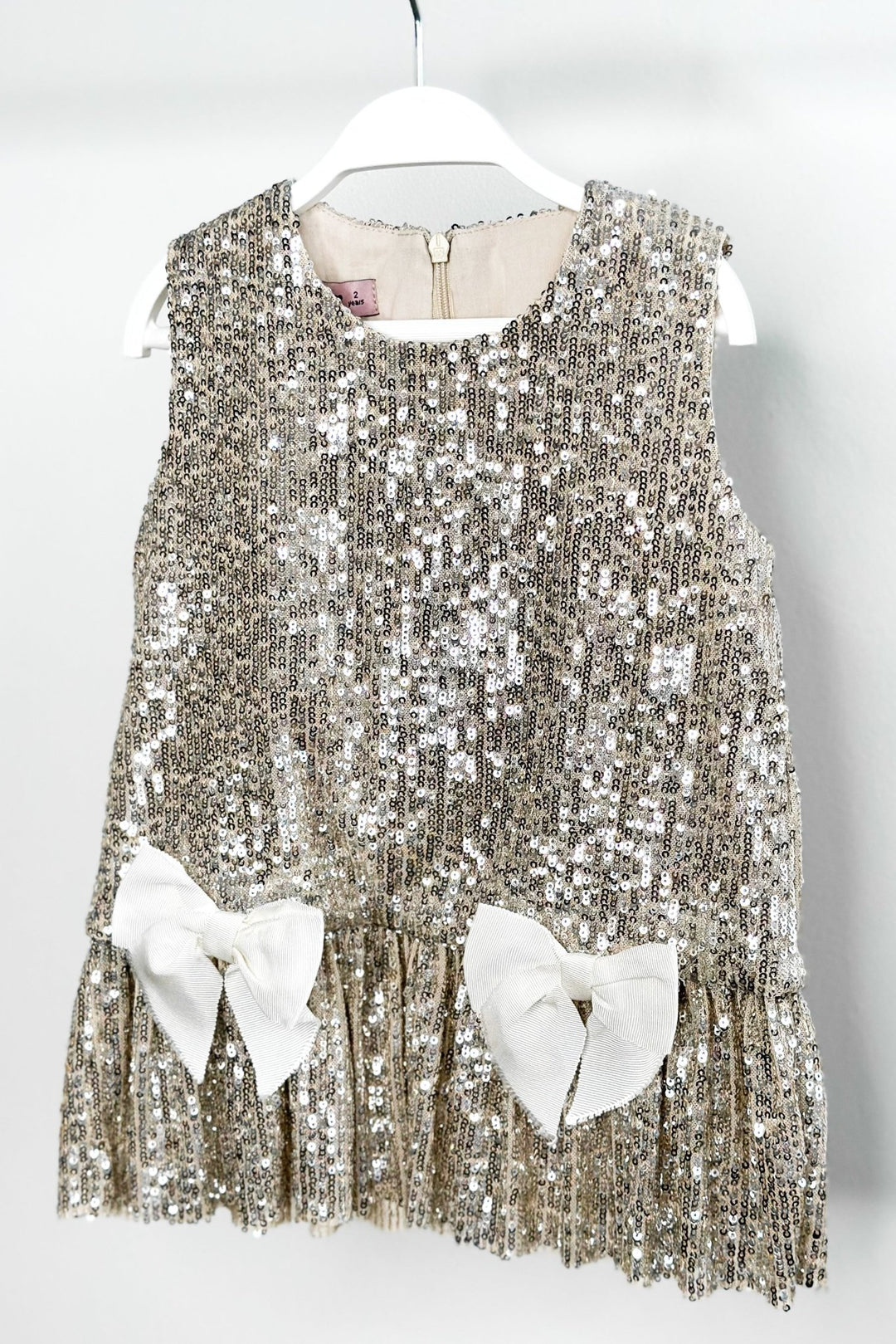 Phi "Ariella" Champagne Sequin Drop Waist Dress - Millie and John