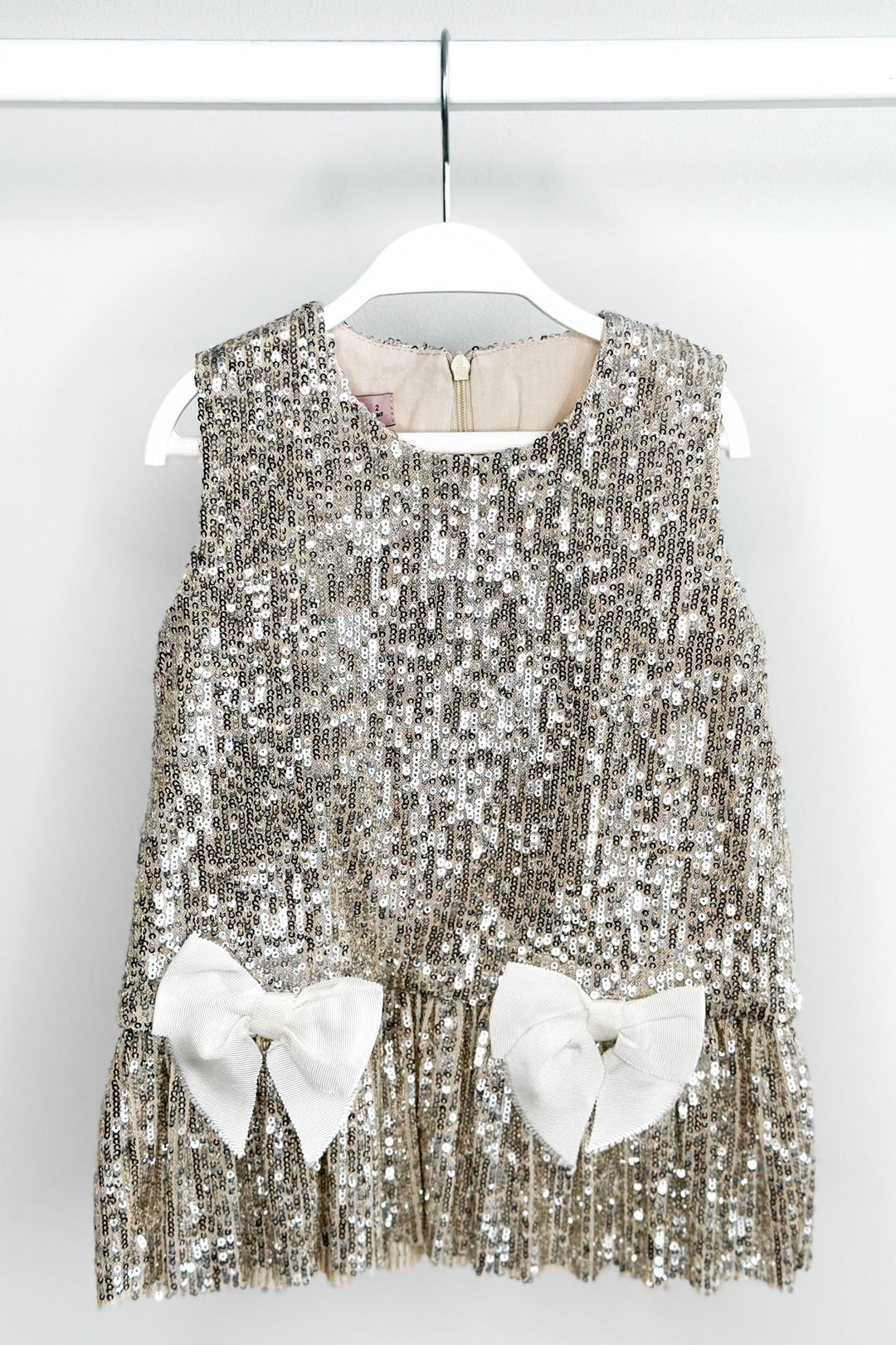Phi "Ariella" Champagne Sequin Drop Waist Dress - Millie and John