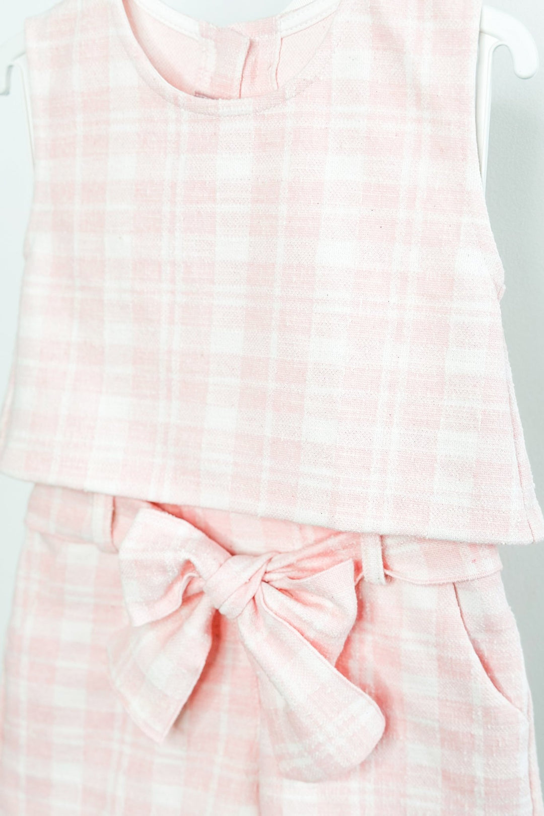 Phi "Blair" Pink Plaid Bow Blouse & Shorts - Millie and John
