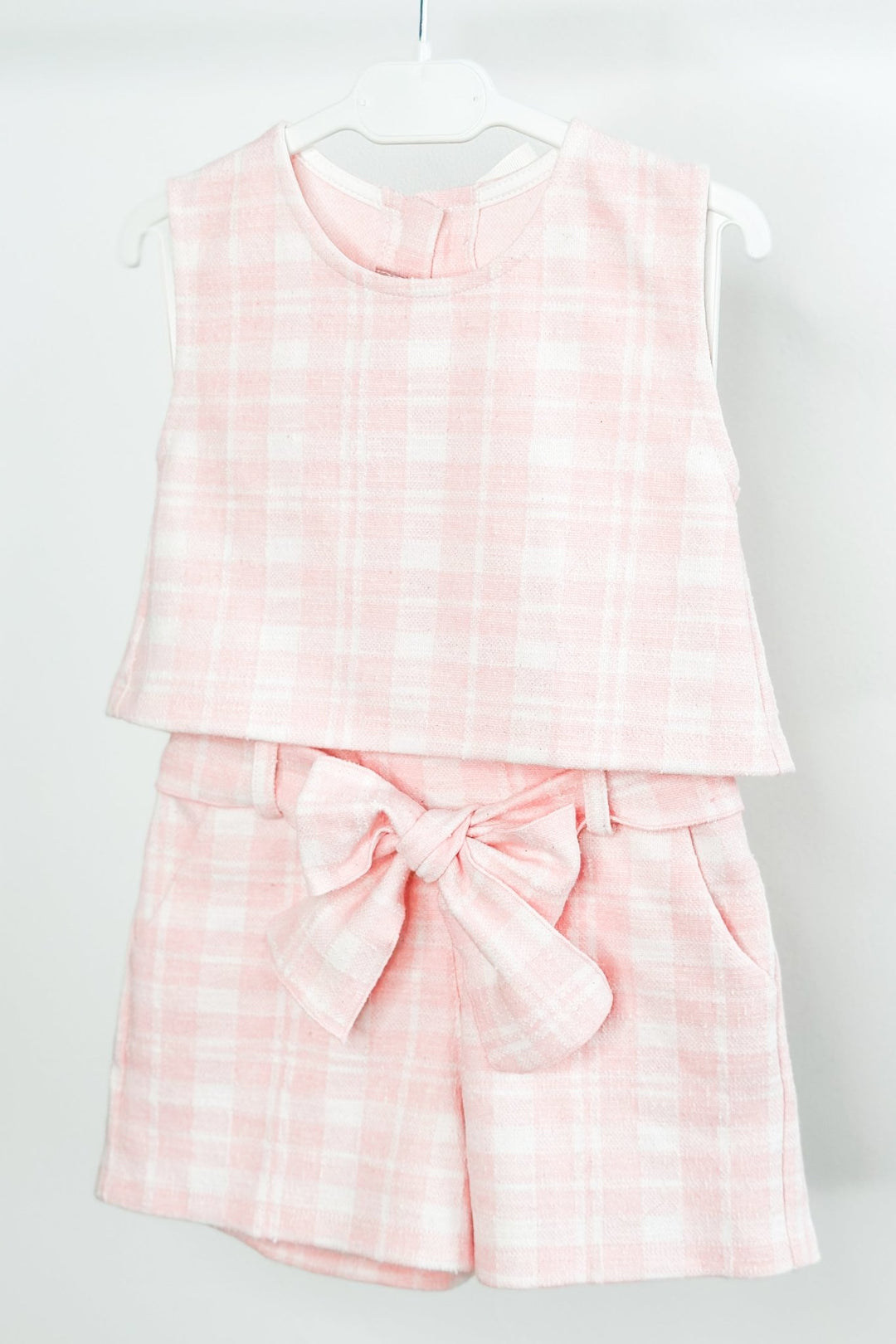 Phi "Blair" Pink Plaid Bow Blouse & Shorts - Millie and John