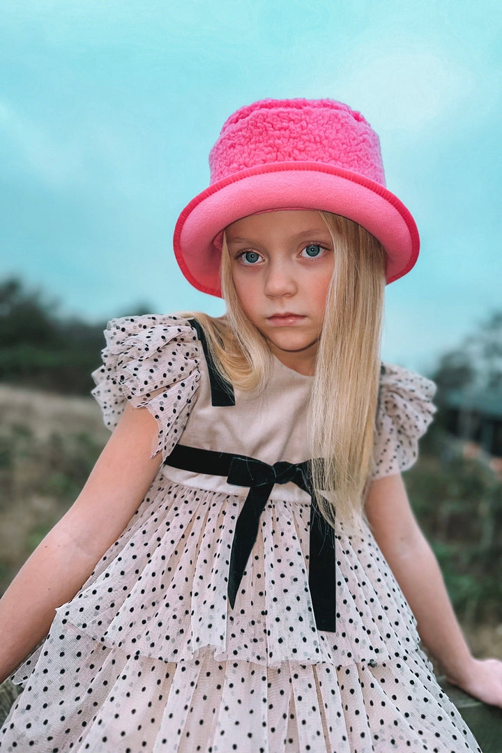 Phi "Celine" Stone Velvet Polka Dot Tulle Dress - Millie and John