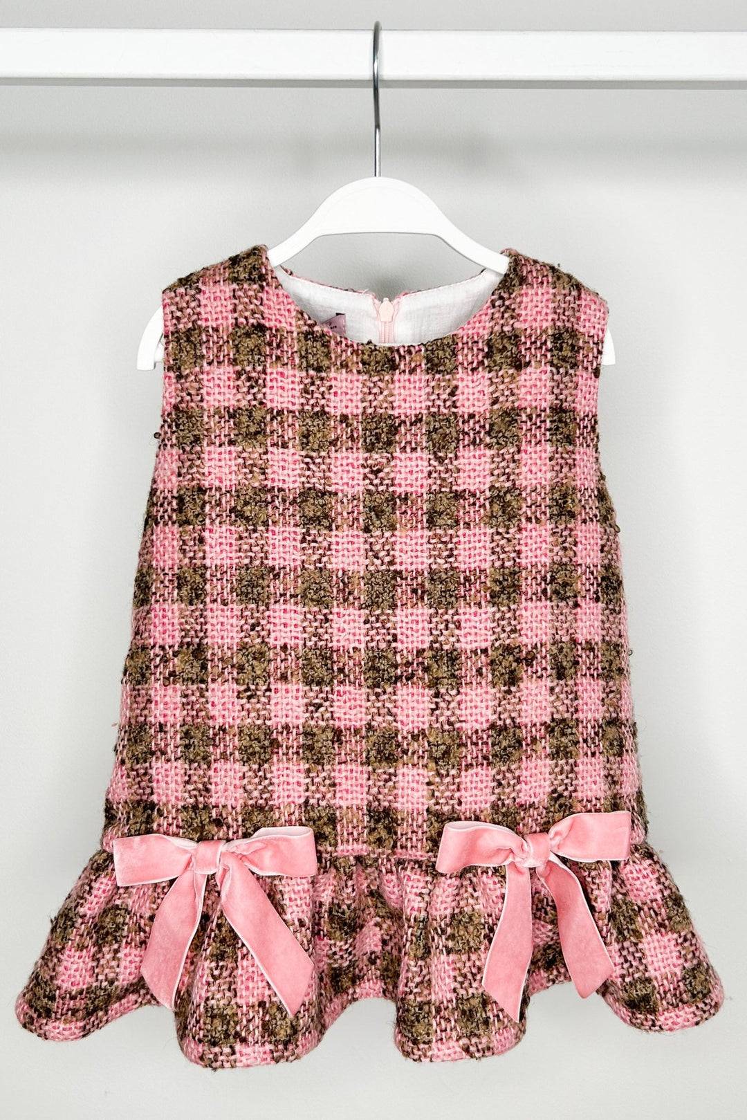 Phi "Christabel" Pink & Beige Tweed Drop Waist Dress - Millie and John