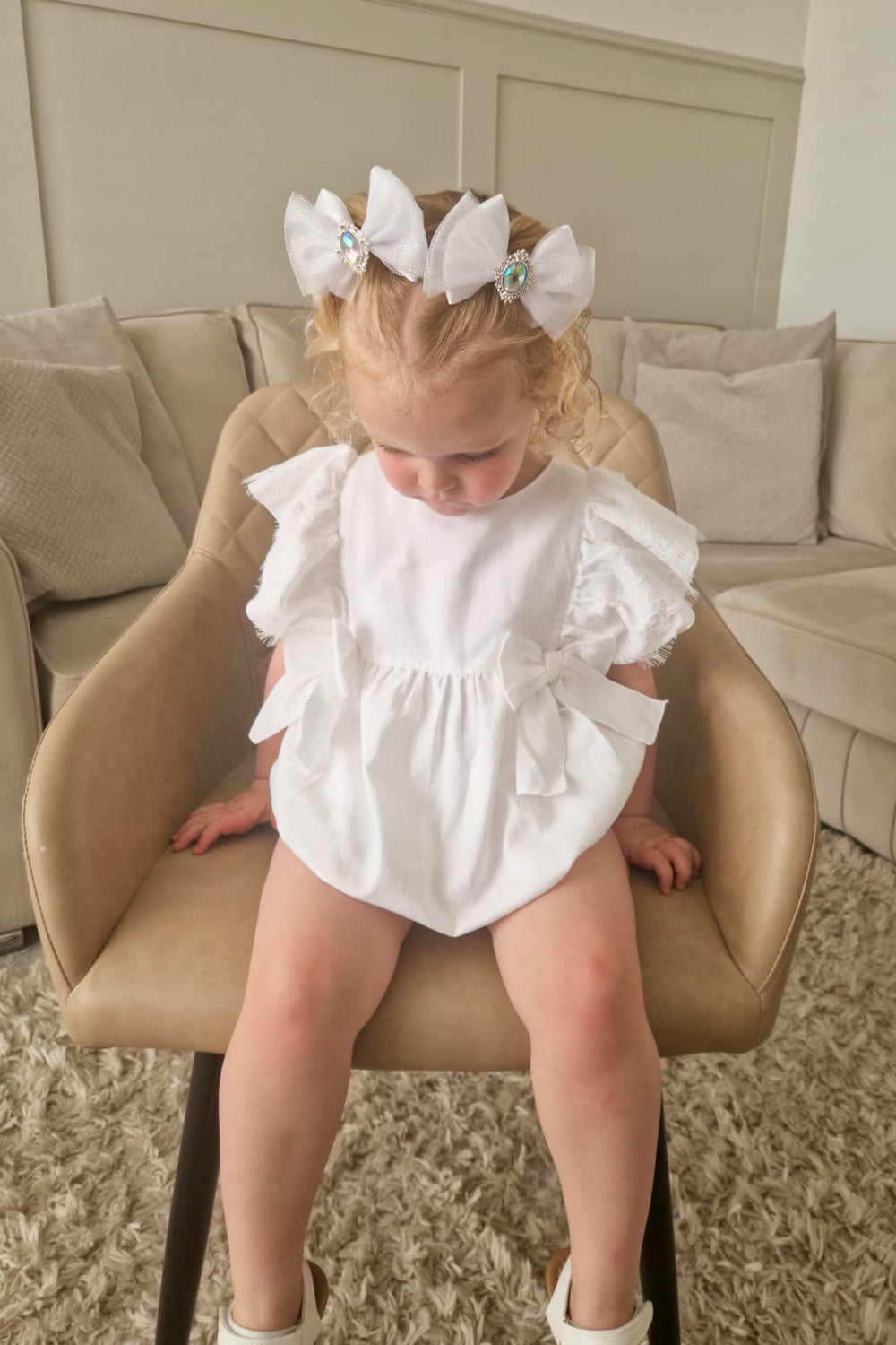 Phi "Elaia" White Lace Romper - Millie and John