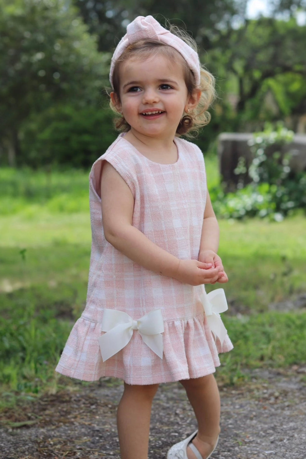 Phi "Elle" Pink Plaid Drop Waist Dress - Millie and John