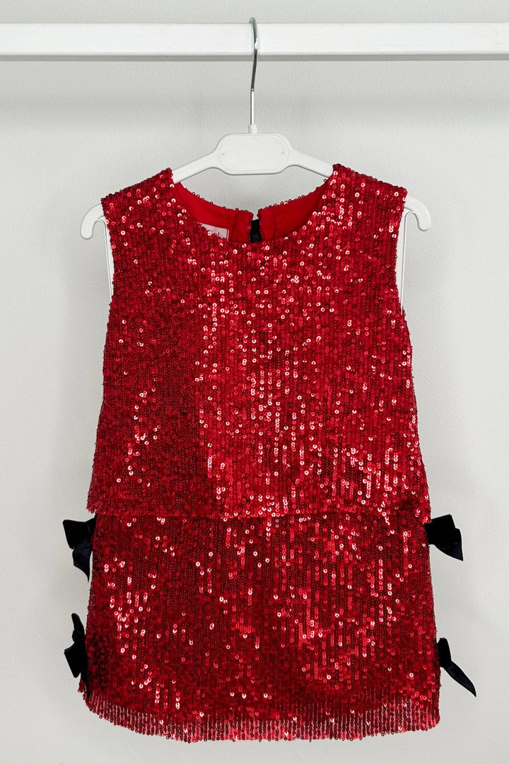 Phi "Hannah" Red Sequin Top & Skirt - Millie and John