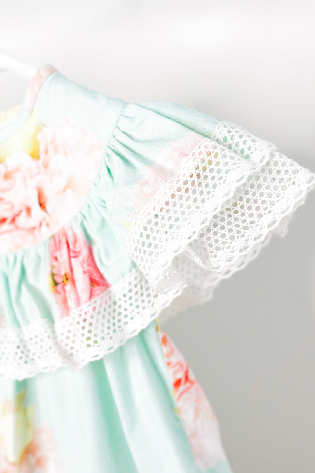 Phi "Kehlani" Aquamarine Pink Peony Blouse & Skirt - Millie and John