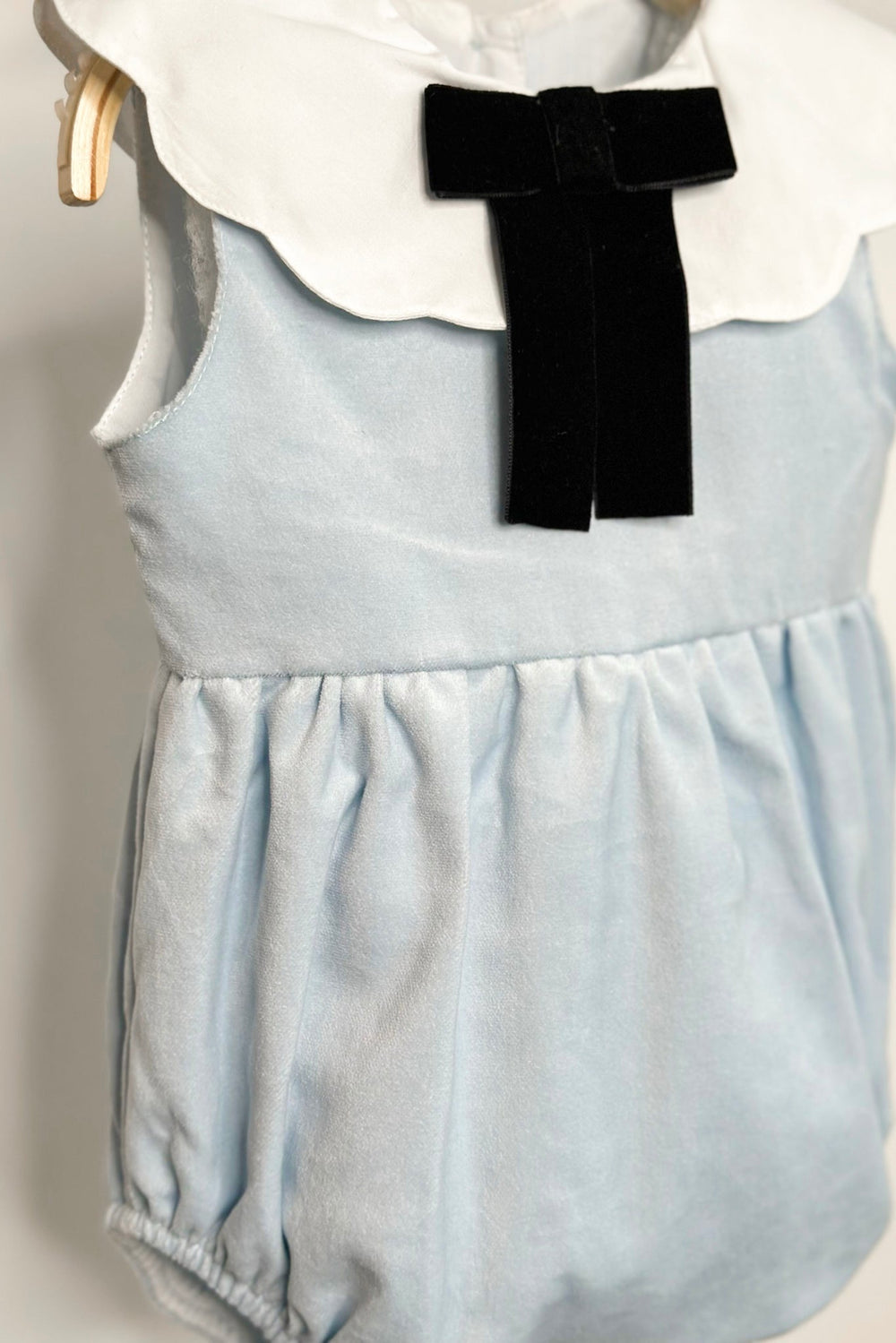 Phi "Lillian" Pale Blue Velvet Romper - Millie and John