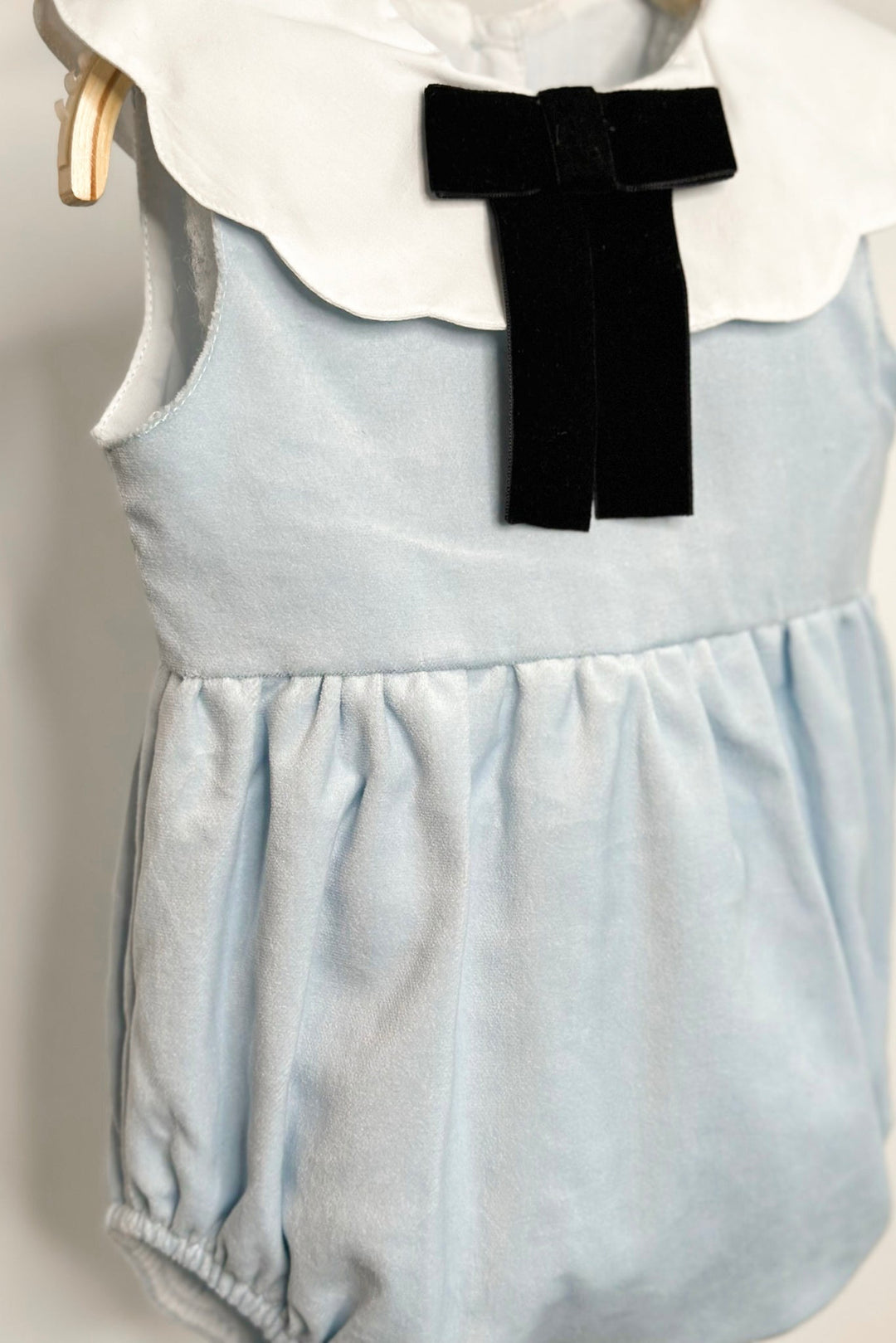 Phi "Lillian" Pale Blue Velvet Romper - Millie and John