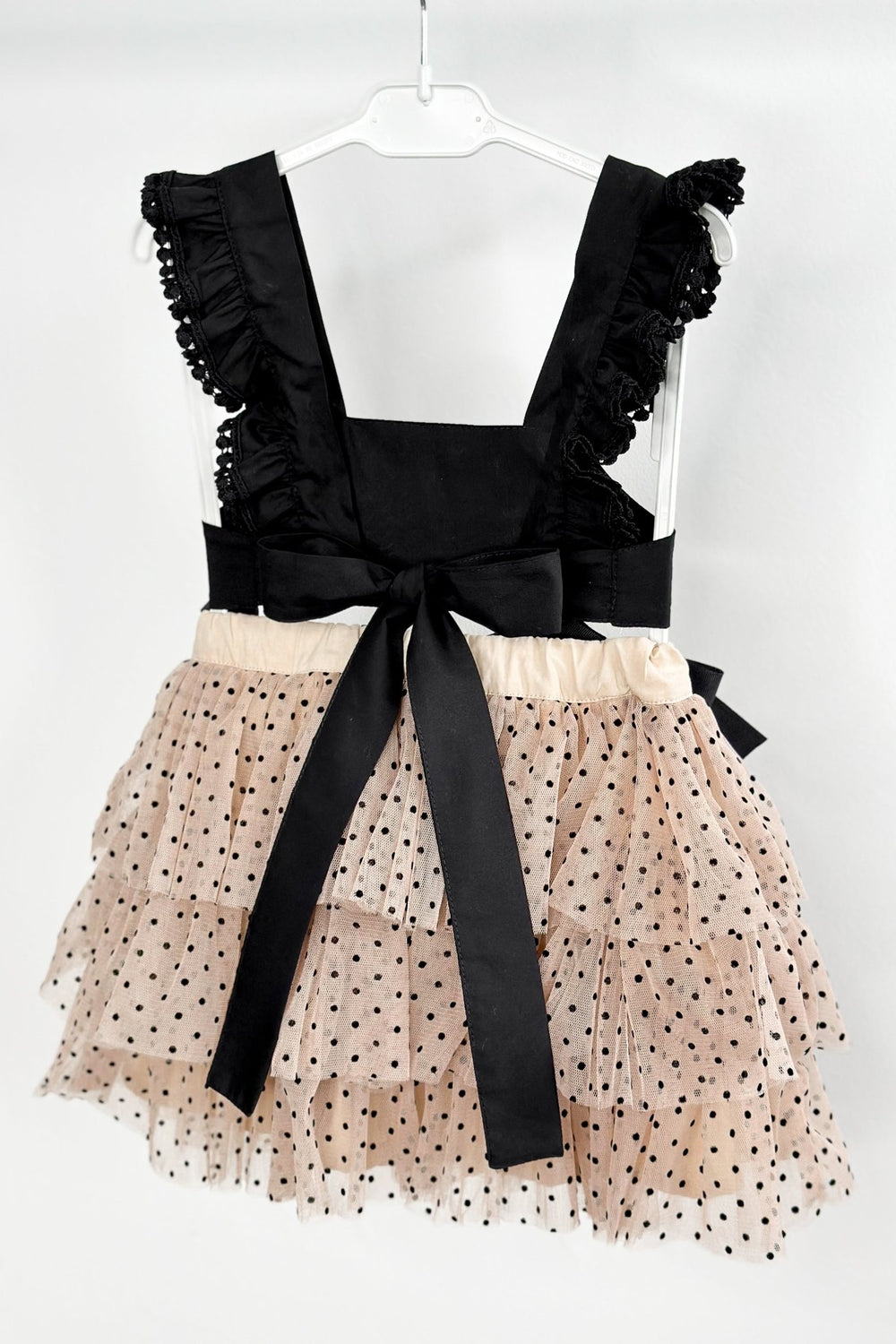 Phi "Nuriyah" Black Crop Top & Beige Tulle Skirt - Millie and John