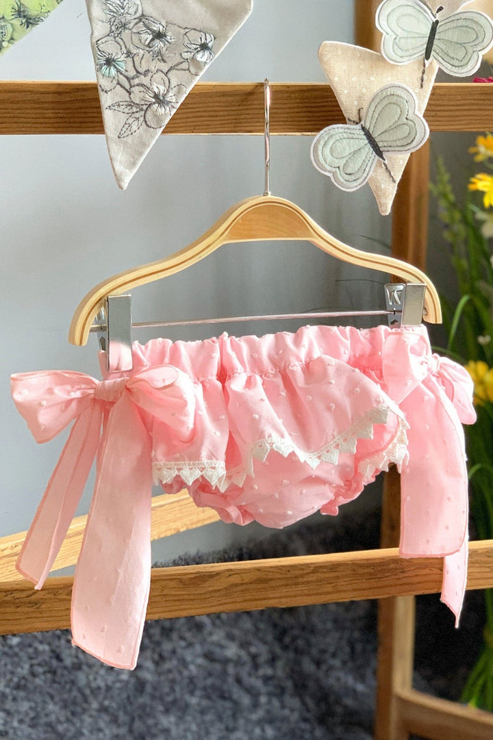 Phi Pink Plumeti Dot Bow Bloomers - Millie and John