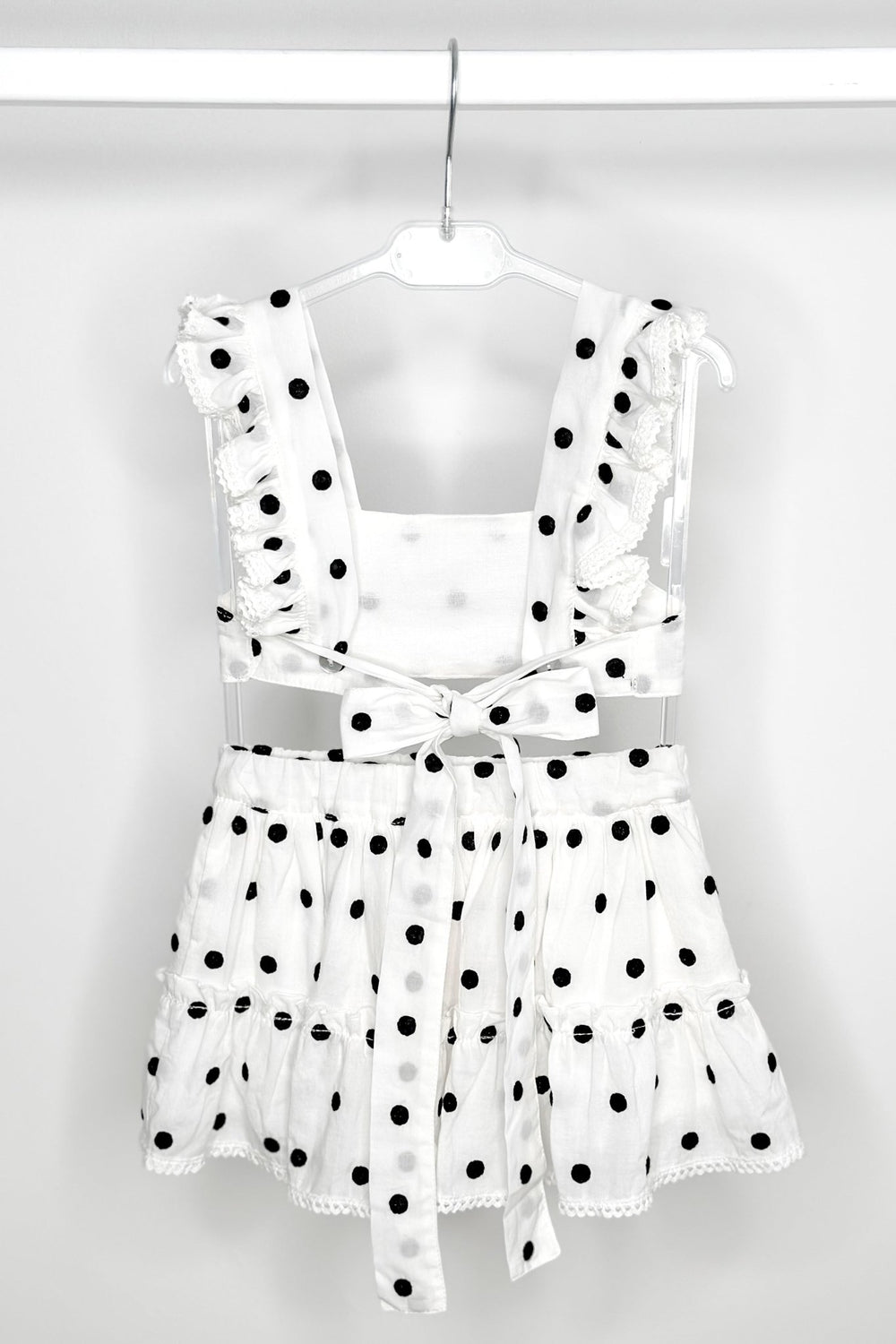 Phi "Porter" White & Black Polka Dot Crop Top & Skirt - Millie and John