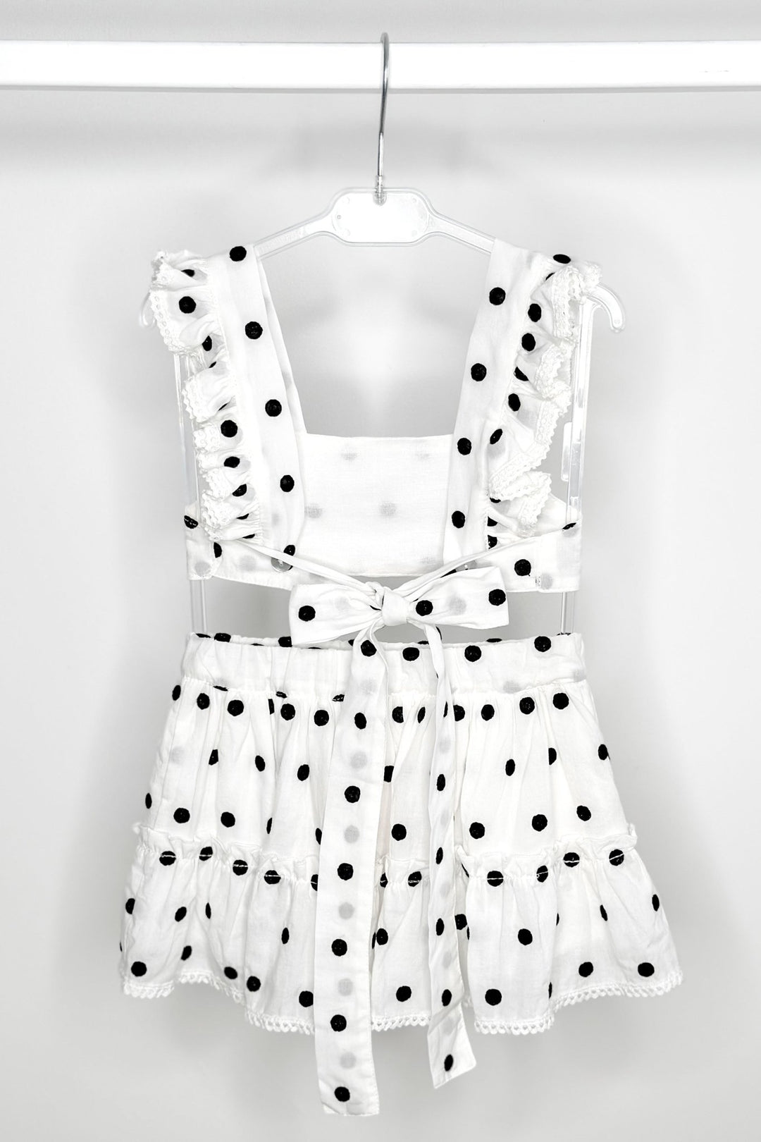 Phi "Porter" White & Black Polka Dot Crop Top & Skirt - Millie and John